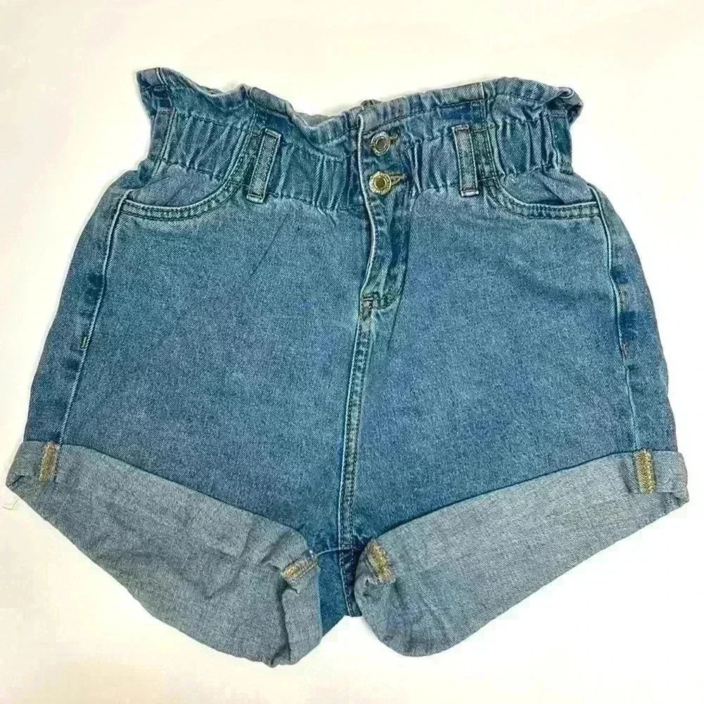 SWS Denim Paper Bag Jean Shorts Size 0 Western Farm Country Cottage Lake Summer